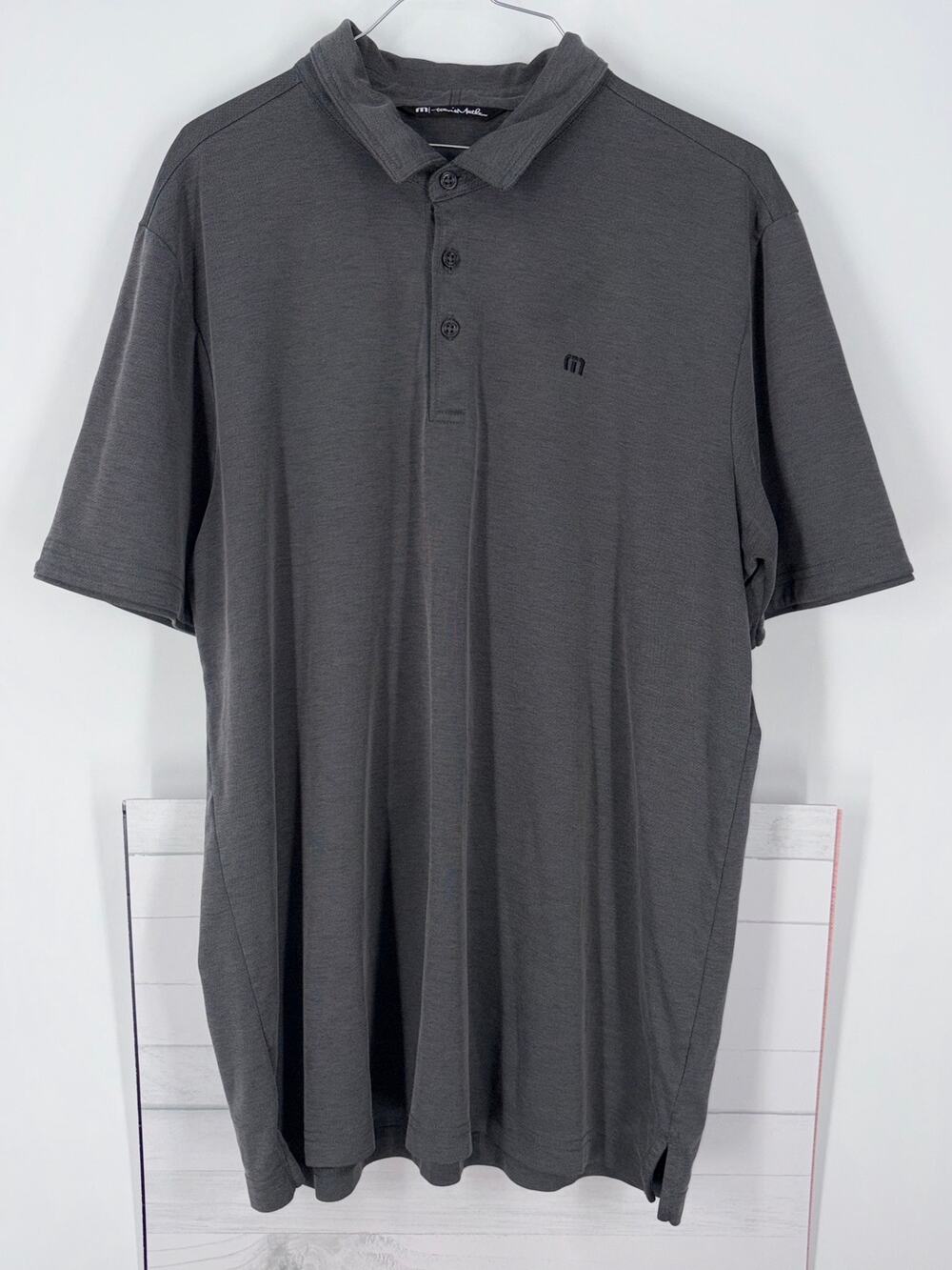 Travis Mathew Polo Shirt Mens Size XL Gray Golf Stretch Performance Lightweight